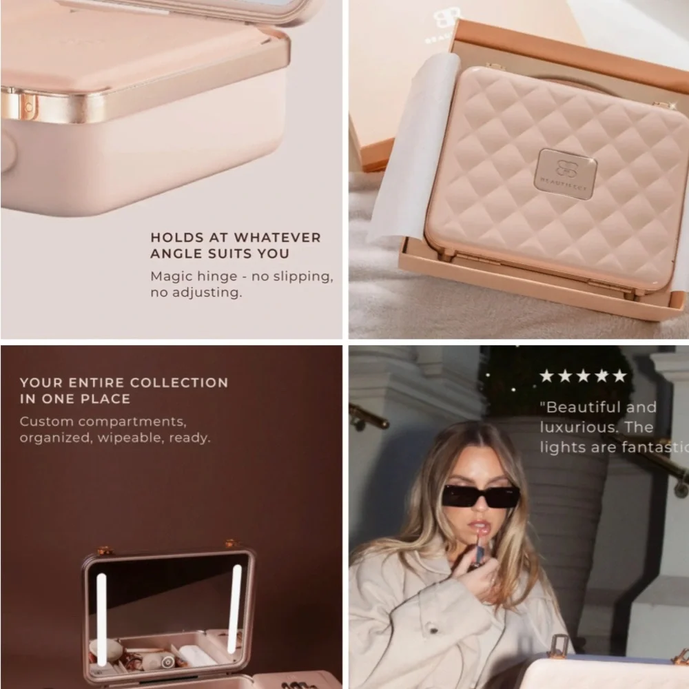 Beautifect Box nude portable illuminated makeup vanity case